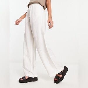& Other Stories Wide Leg Trouser Pants Off White Coastal Preppy size 4 (eu 36)